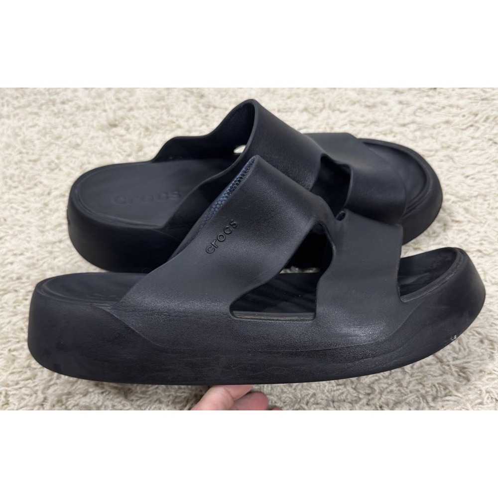 Crocs Womens Getaway Chunky Platform Sandal Flip Flop Size 10 Black Comfort Y2K - Picture 6 of 10